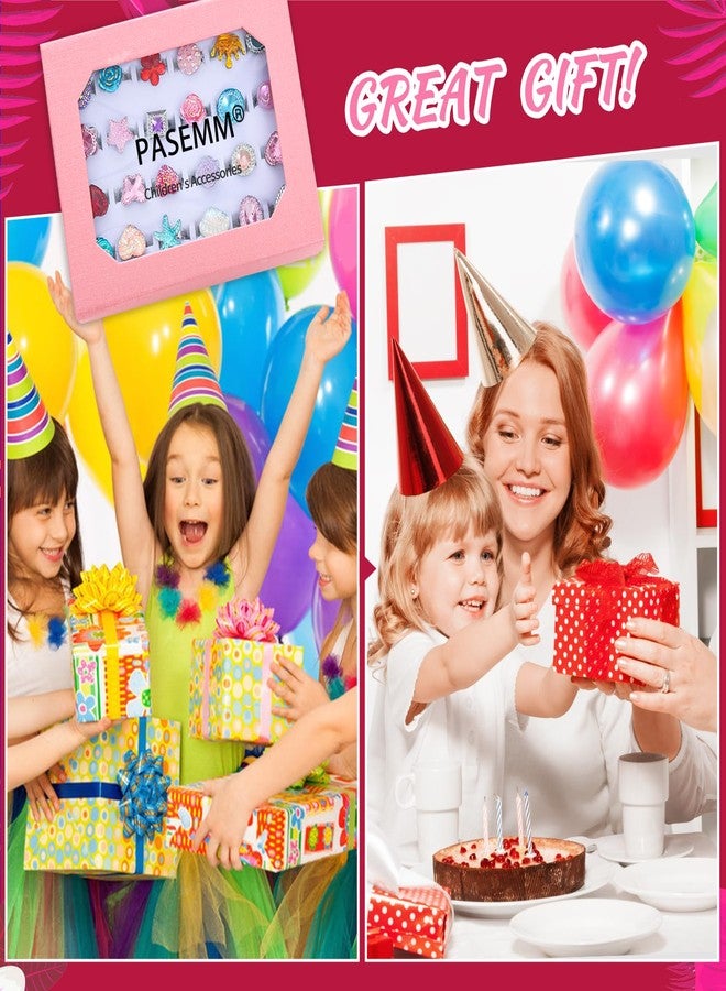 PASEMM 24pcs Little Girl Jewel Rings, Adjustable, No Duplication Kids Play Ring in Box,Pretend Play and Dress Up Rings for 4-12 Year Old Girl Birthday Christmas Gifts,3 4 5 6 7 8 9 10 11 12 Year Old - Image 5